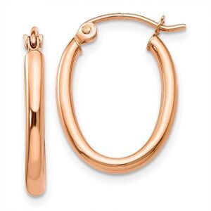 2mm x 27mm Polished 14k Rose Gold Classic Oval Hoop Earrings
